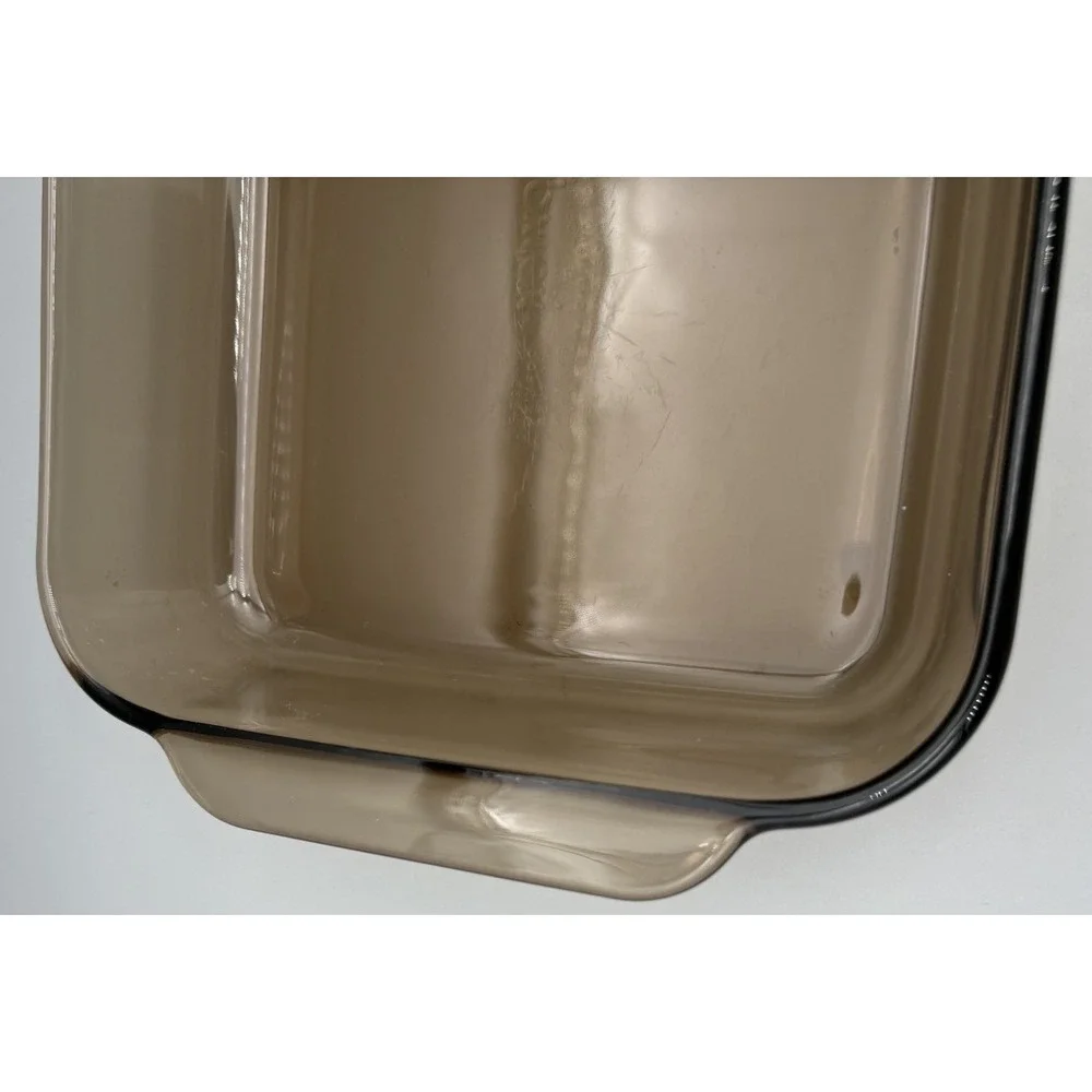 Pyrex 222-R Brown 2QT 2L Clear Glass Square Baking Dish Oven and Microwave Safe
